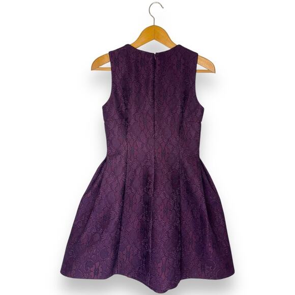 Calvin Klein Aubergine A-Line Lace Dress Size 4 Purple Sleeveless Cocktail Dress - Picture 4 of 9